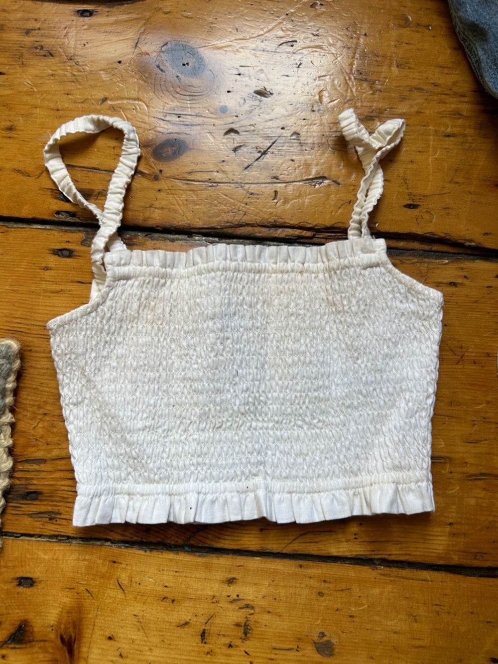 Sunday Best Cream Smocked Cropped Cami
